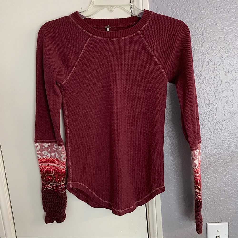 Rare Free People thermal crochet arm Small / S